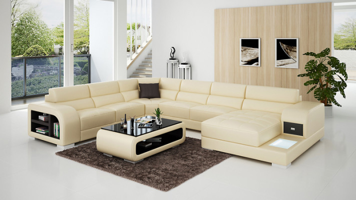 Ledersofa Couch Wohnlandschaft Ecksofa Eck Garnitur Design Modern Sofa 