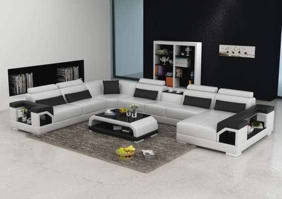 Ledersofa Couch Wohnlandschaft Ecksofa Eck Garnitur Design Modern Sofa G8010 Neu