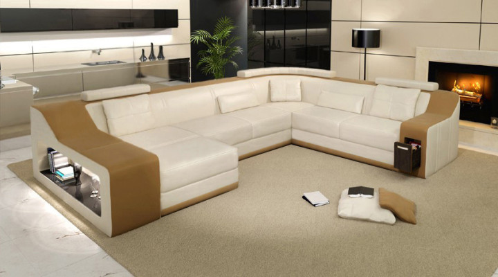 Ledersofa Couch Wohnlandschaft Ecksofa Eck Garnitur Design Modern Sofa Neu B2017