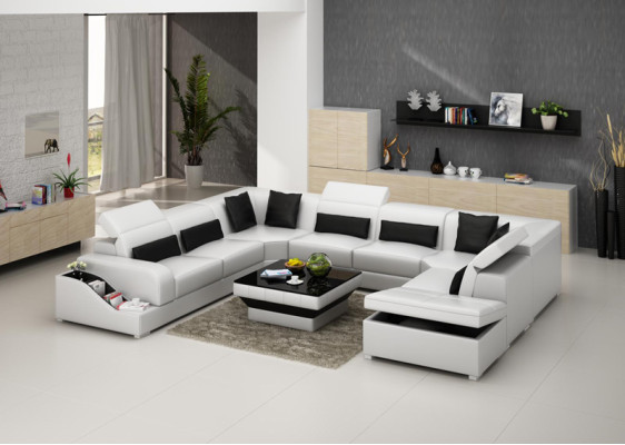 Leder Eck Sofa Eck Wohnlandschaft Garnitur Design Modern Couch UForm G8008 Sofas