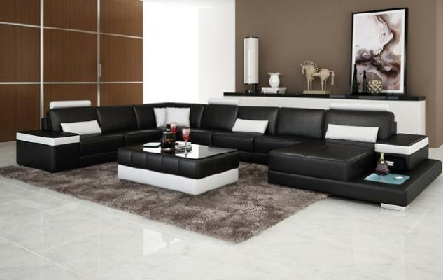 Design XXL Ledersofa "Premium Comfort" mit hochwertigem Kunstleder 