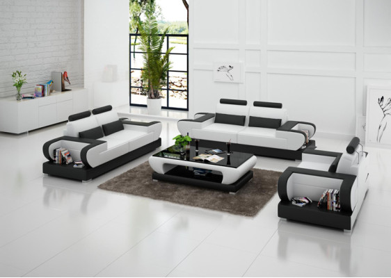 Ledersofa Couch Wohnlandschaft 3+2+1 Sitzer Garnitur Design Modern Sofa G8003D