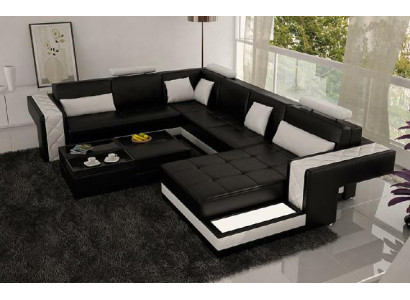 Ecksofa Ledersofa Big XXL U Form Wohnlandschaft Sofa Couch Garnitur Neu