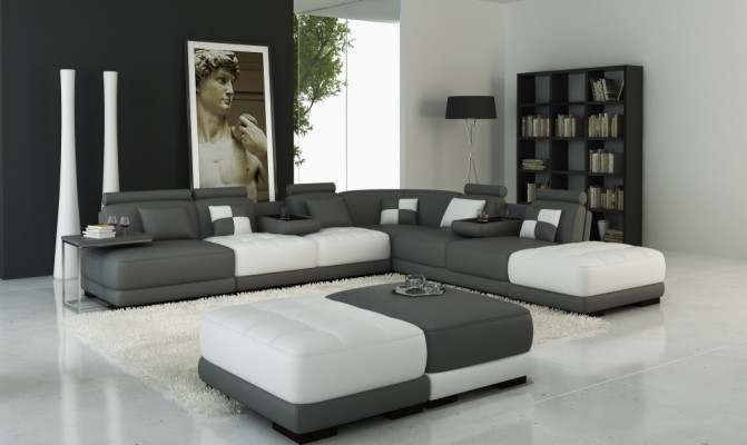 Ledersofa Couch Wohnlandschaft Ecksofa Eck Garnitur Design Modern Sofa Neu A1147