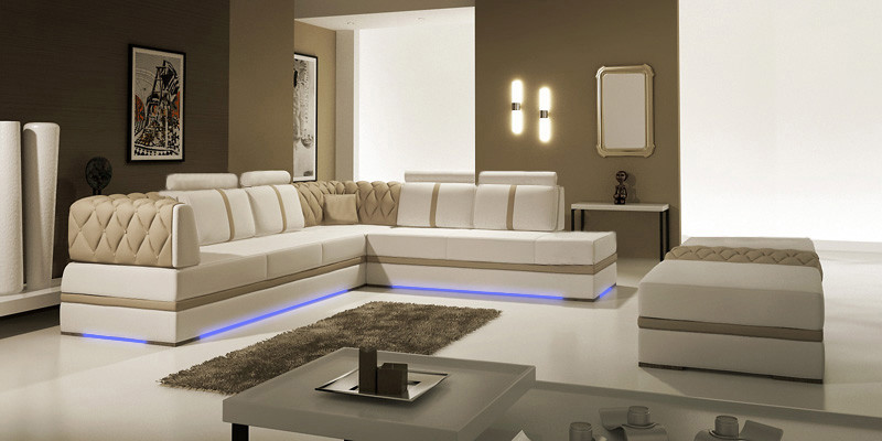 Ledersofa Couch Wohnlandschaft Ecksofa Eck Garnitur Design Modern Sofa Neu A1128