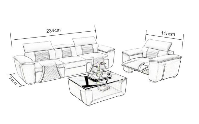 Multifunktions Couch Relax Sofagarnitur Polster Sofa 3+2+1 Sitzer Couchen Sitz