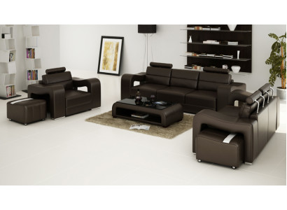 Ledersofa Couch Wohnlandschaft 3+2+1 Sitzer Garnitur Design Modern Sofa F3008D
