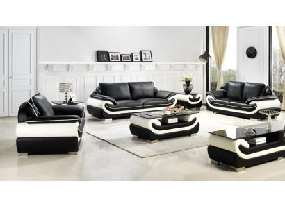 Sofagarnitur Polster Sofa + USB Set 3+2+1 Leder Couchen Sofas Garnitur Sitz T777