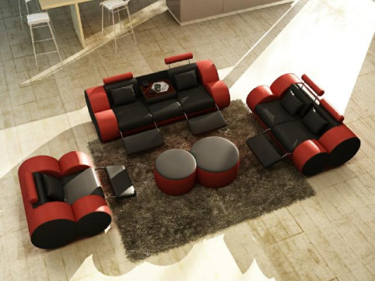 Leder Sofagarnitur mit USB Couchgarnitur Polstergarnitur Sofa 3/2/1 Sitzer Relax