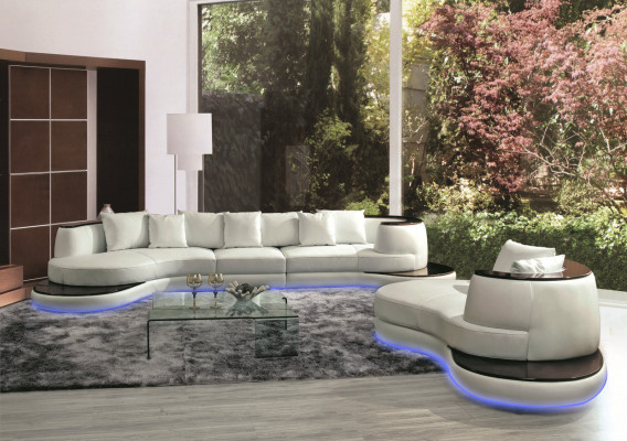 Rundsofa mit USB Sofa Couch Runde Polster Couchen Garnitur Ecksofa Sitz Rund Neu