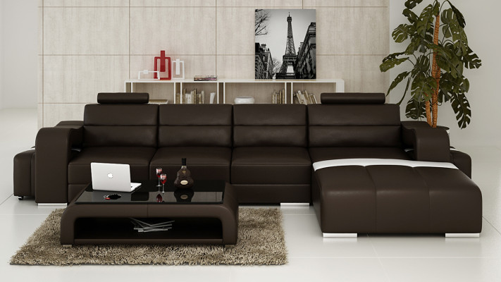 Ledersofa Couch Wohnlandschaft Ecksofa Eck Garnitur Design Modern Sofa F3008C