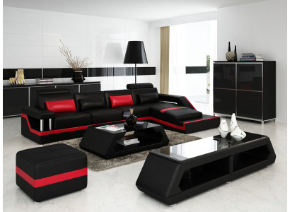 Designer Ecksofa Sofa Wohnlandschaft Big Modernes Ledersofa mit USB HAMBURG III