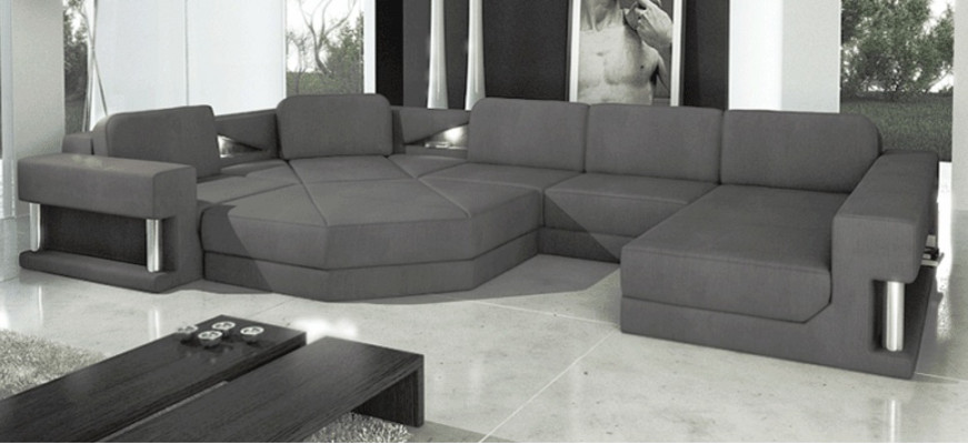 Design Couch Polster Textil Modern Schlaf Bettfunktion Ecksofa U-Form Sofa Stoff