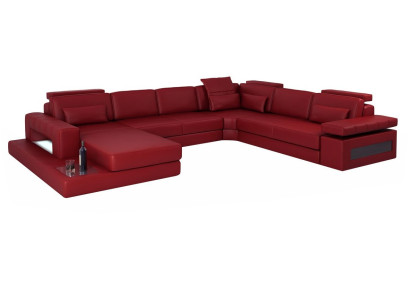 Eckcouch in U-Form aus hochwertigem Premium-Lederfaserstoff
