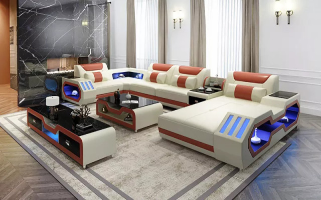 Design Eckgarnitur Ecksofa Sofa Couch Sofas Couchen Tisch 2tlg. Wohnlandschaft