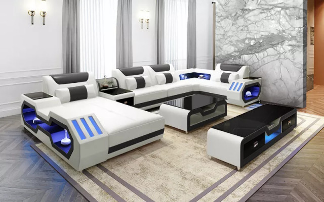 Design Eckgarnitur Ecksofa Sofa Couch Sofas Couchen Tisch 2tlg. Wohnlandschaft