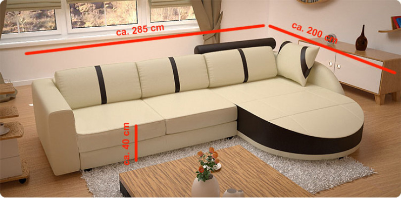 LEDERSOFA mit USB ECKSOFA MIT BETTFUNKTION DESIGNERSOFA SCHLAFSOFA NEU MINI COLO