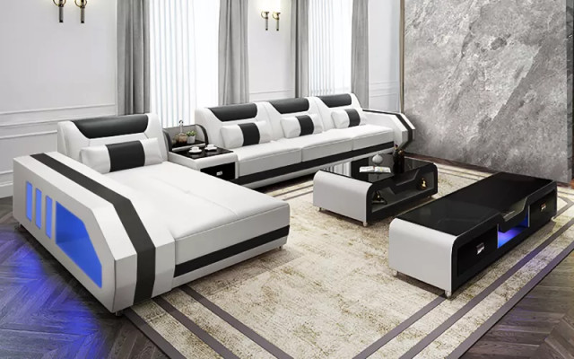 Ecksofa Polster Ecksofa LForm Couchtisch Modernes Sofa Wohnlandschaft 2tlg. Neu