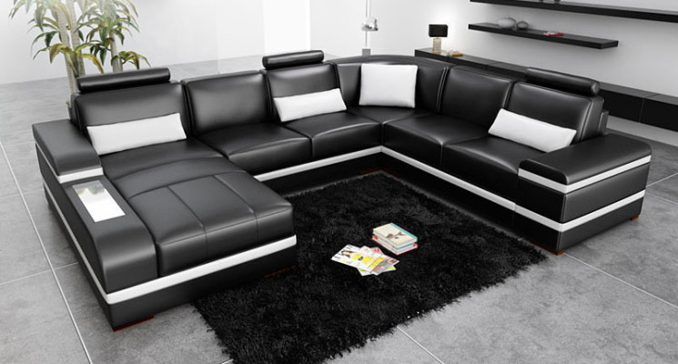 Ecksofa Ledersofa Big XXL U Form Wohnlandschaft Sofa Couch Garnitur Neu H2218