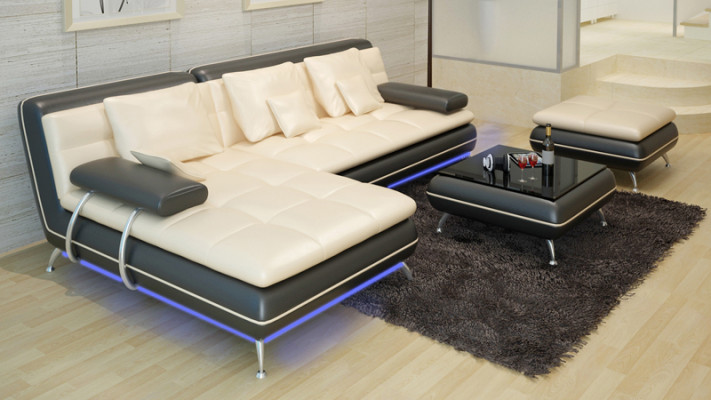 Ledersofa Couch Wohnlandschaft Ecksofa Eck Garnitur Design Modern Sofa Neu F3015
