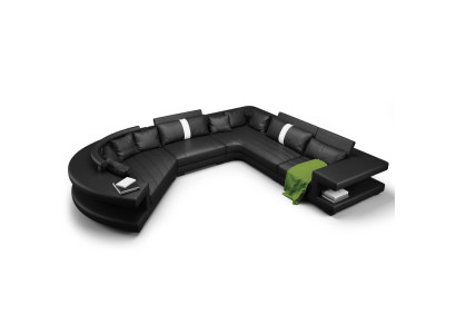 Wohnlandschaft Moderne Sitz Polster Wohnzimmer Polster Ecke Couch USB + Licht