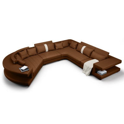 Wohnlandschaft Moderne Sitz Polster Wohnzimmer Polster Ecke Couch USB + Licht