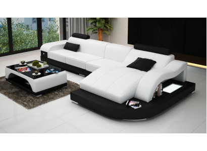 Ecksofa mit USB Polster Eckgarnitur Wohnlandschaft Eckcouch Design Sofa PHM3375