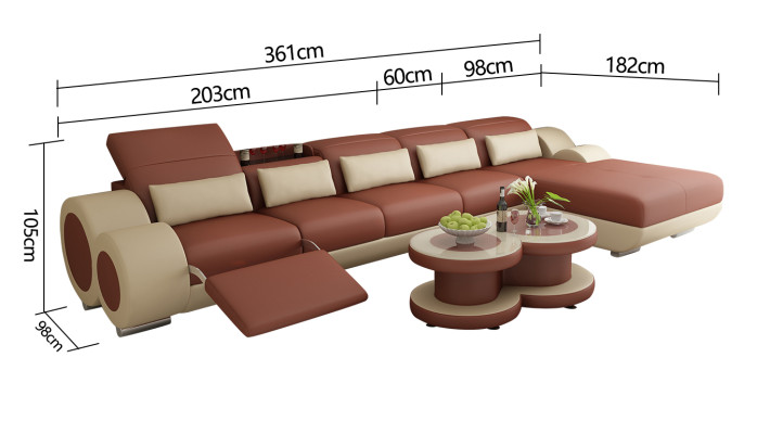 Ledersofa Couch Wohnlandschaft Ecksofa Eck Garnitur Design Modern Sofa mit USB