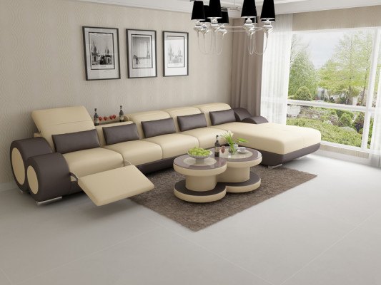 Ledersofa Couch Wohnlandschaft Ecksofa Eck Garnitur Design Modern Sofa mit USB