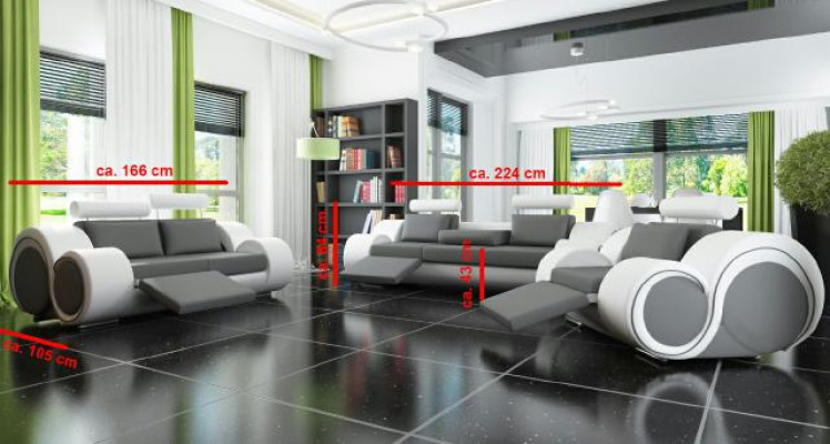 Sofa mit USB,Polster Garnitur 3+2 Sitz Designer Sofa Ledersofa Massfertigung