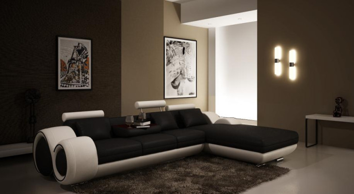 Patentiertes Design Ecksofa BERLINb Sofa + USB Polster Leder Ecke Wohnlandschaft