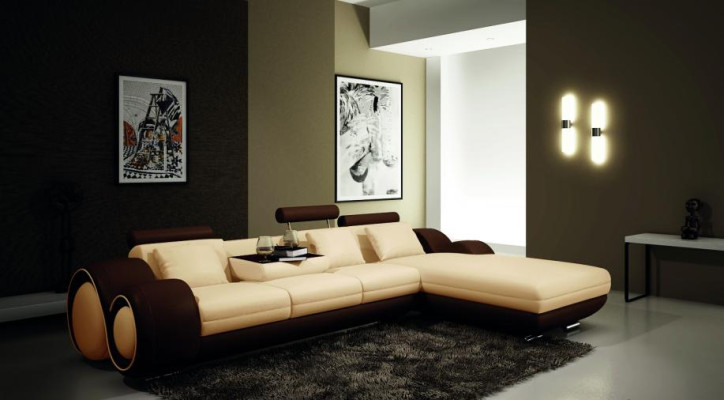 Patentiertes Design Ecksofa Sofa + USB,Polster Leder Ecke BERLIN Wohnlandschaft