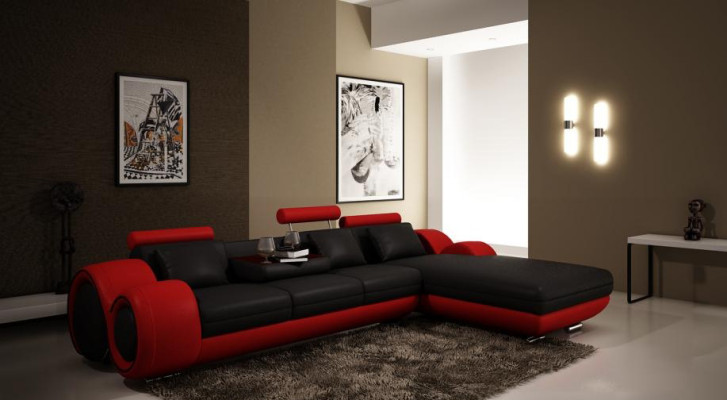 Patentiertes Design Ecksofa Sofa + USB,Polster Leder Ecke Wohnlandschaft BERLIN
