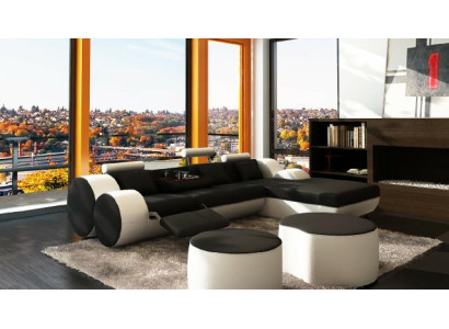 DESIGNER LEDERSOFA GARNITUR mit USB,LEDER ECKSOFA WOHNLANDSCHAFT LEDERCOUCH