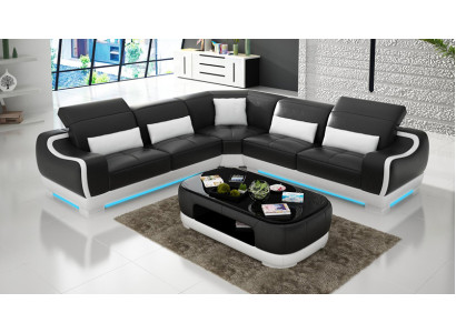 Ledersofa Couch Wohnlandschaft Ecksofa Eck Garnitur Design Modern Sofa G8025B
