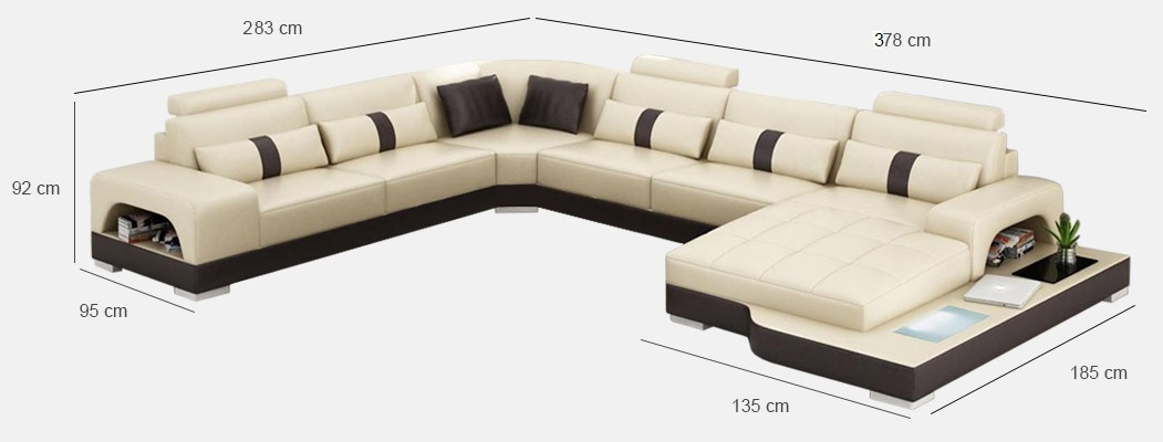 Leder U Form Wohnlandschaft Couch Big XXL Sofa LED USB Polster Ecke Garnitur Eck