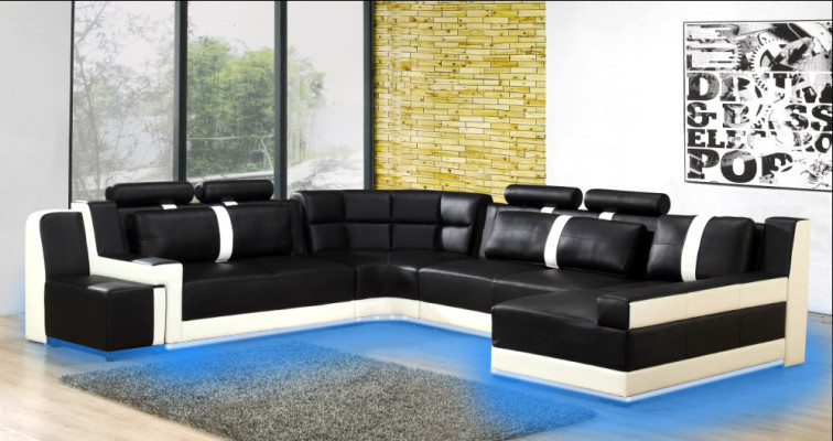  Ecksofa Wohnlandschaft + USB Polster Eckgarnitur Design Couch Moderne Leder Sofa