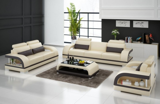 Designer Sofagarnitur Ledersofa mit USB Set 3+2+1 Garnitur Couch Sofa Garnituren