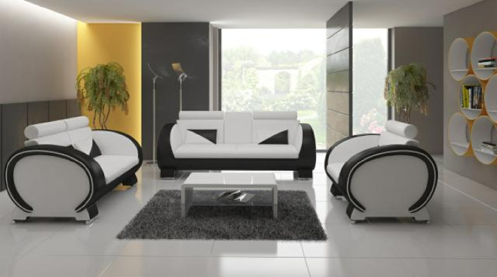 LEDERSOFA mit USB DESIGNERSOFA GARNITUR 3+1 COUCH POLSTERGARNITUR POLSTER SOFA