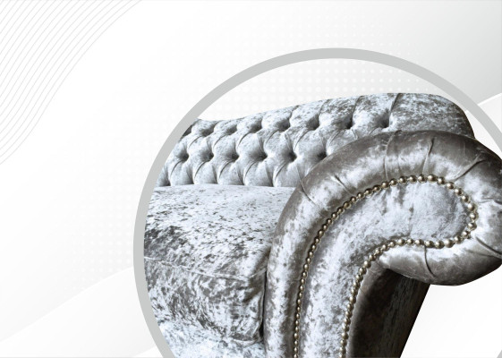 Dreisitzer Sofa 3 Sitz Couch Chesterfield Polster Sitz Garnitur Samt Graue