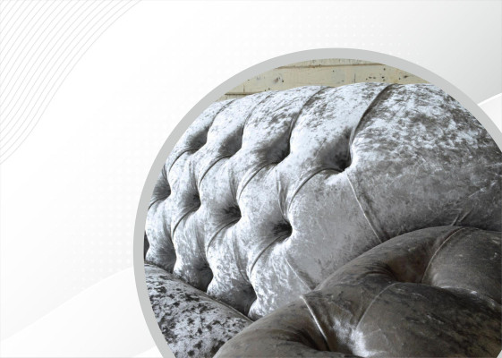 Dreisitzer Sofa 3 Sitz Couch Chesterfield Polster Sitz Garnitur Samt Graue