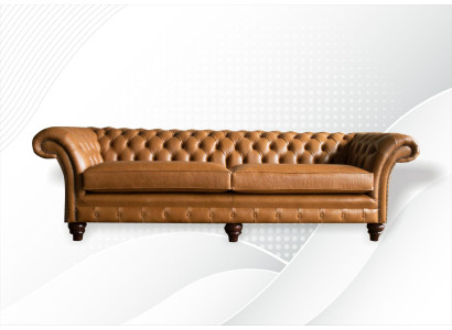 Chesterfield Sofa Braun xxl Big Leder Wohnzimmer Möbel 4 sitzer Braun