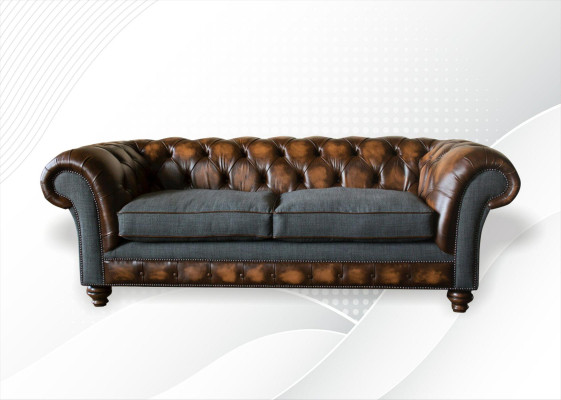 Dreisitzer Couch Polster Design Sofa 3er Sofas Zimmer Braun 220cm