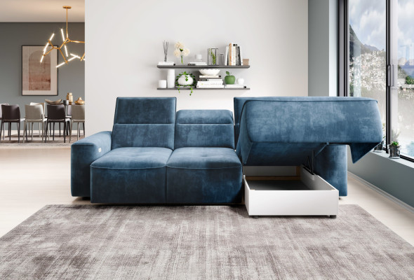 Multifunktion Ecksofa Grau L Form Sofa Couch Design Couch Polster Textil Modern