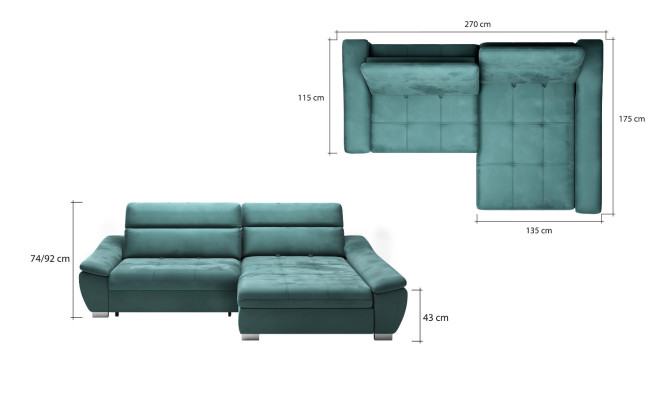 Ecksofa Sofa Couch Polster Eckgarnitur LForm Multifunktion Textil Wohnlandschaft