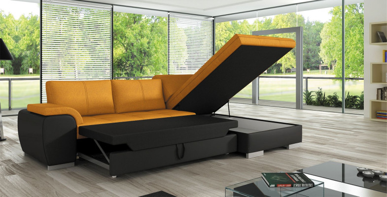 Sofa Schlafsofa Designer Sofa mit Bettfunktion + Bettkasten Ecksofa Couch NEU
