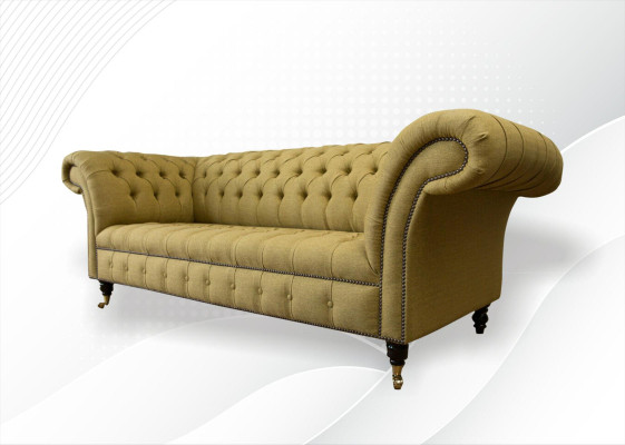 Chesterfield 3 Sitzer Gelb Wohnzimmer Design Couchen Polster Sofa Sofas Textil