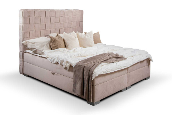 Polsterbett Betten beige Polster Designer Luxus Design 180x200 Doppelbett