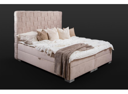 Beige Schlafzimmer Betten Polster Bett Chesterfield Textil Stoff Neu