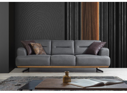Luxus Grau Sofa Couch Dreisitzer Polster Möbel Wohnzimmer Einrichtung Designer